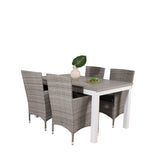 Jídelní stůl Albany 160/240*100 - Bílá Alu / Šedá Aintwood+Malin Područková židle s polštářem - Šedá / Šedá cushion_4