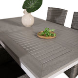 Jídelní stůl Albany 160/240*100 - Bílá Alu / Šedá Aintwood+Malin Područková židle s polštářem - Šedá / Šedá cushion_4