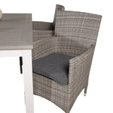Jídelní stůl Albany 160/240*100 - Bílá Alu / Šedá Aintwood+Malin Područková židle s polštářem - Šedá / Šedá cushion_4