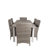 Jídelní stůl Albany 160/240*100 - Bílá Alu / Šedá Aintwood+Malin Područková židle s polštářem - Šedá / Šedá cushion_6
