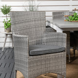Jídelní stůl Albany 160/240*100 - Bílá Alu / Šedá Aintwood+Malin Područková židle s polštářem - Šedá / Šedá cushion_6