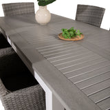 Jídelní stůl Albany 160/240*100 - Bílá Alu / Šedá Aintwood+Malin Područková židle s polštářem - Šedá / Šedá cushion_6