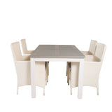 Albany Table - 160/240 - White/Grey - Malin Karmstol med dyna - Vit / grå dyna 4