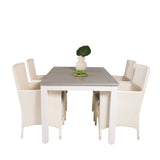 Albany Table - 160/240 - White/Grey - Malin Karmstol med dyna - Vit / grå dyna 4