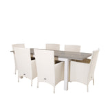 Albany Table - 160/240 - White/Grey - Malin Karmstol med dyna - Vit / grå dyna 6