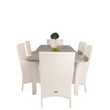 Albany Table - 160/240 - White/Grey - Malin Karmstol med dyna - Vit / grå dyna 6