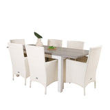Albany Table - 160/240 - White/Grey - Malin Karmstol med dyna - Vit / grå dyna 6