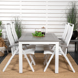Albany Table - 160/240 - White/Grey - Albany 5:pos Stol - Vit Aluminium/vit textilene/aintwood 4