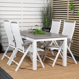 Albany Table - 160/240 - White/Grey - Albany 5:pos Stol - Vit Aluminium/vit textilene/aintwood 4