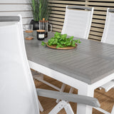 Albany Table - 160/240 - White/Grey - Albany 5:pos Stol - Vit Aluminium/vit textilene/aintwood 4