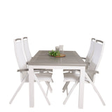 Albany Table - 160/240 - White/Grey - Albany 5:pos Stol - Vit Aluminium/vit textilene/aintwood 4