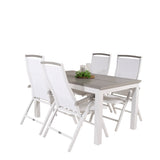 Albany Table - 160/240 - White/Grey - Albany 5:pos Stol - Vit Aluminium/vit textilene/aintwood 4