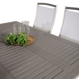 Albany Table - 160/240 - White/Grey - Albany 5:pos Stol - Vit Aluminium/vit textilene/aintwood 4