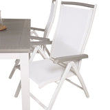 Albany Table - 160/240 - White/Grey - Albany 5:pos Stol - Vit Aluminium/vit textilene/aintwood 4