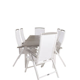 Albany Table - 160/240 - White/Grey - Albany 5:pos Stol - Vit Aluminium/vit textilene/aintwood 6
