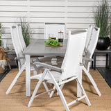 Albany Table - 160/240 - White/Grey - Albany 5:pos Stol - Vit Aluminium/vit textilene/aintwood 6