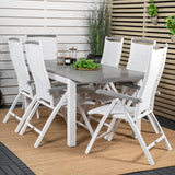 Albany Table - 160/240 - White/Grey - Albany 5:pos Stol - Vit Aluminium/vit textilene/aintwood 6