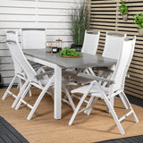 Albany Table - 160/240 - White/Grey - Albany 5:pos Stol - Vit Aluminium/vit textilene/aintwood 6