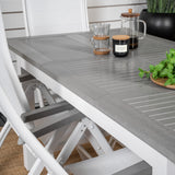 Albany Table - 160/240 - White/Grey - Albany 5:pos Stol - Vit Aluminium/vit textilene/aintwood 6
