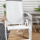 Albany Table - 160/240 - White/Grey - Albany 5:pos Stol - Vit Aluminium/vit textilene/aintwood 6