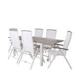 Albany Table - 160/240 - White/Grey - Albany 5:pos Stol - Vit Aluminium/vit textilene/aintwood 6