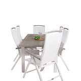 Albany Table - 160/240 - White/Grey - Albany 5:pos Stol - Vit Aluminium/vit textilene/aintwood 6
