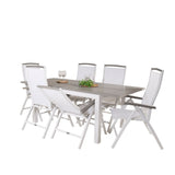 Albany Table - 160/240 - White/Grey - Albany 5:pos Stol - Vit Aluminium/vit textilene/aintwood 6