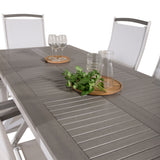 Albany Table - 160/240 - White/Grey - Albany 5:pos Stol - Vit Aluminium/vit textilene/aintwood 6