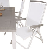 Albany Table - 160/240 - White/Grey - Albany 5:pos Stol - Vit Aluminium/vit textilene/aintwood 6