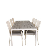 Jídelní stůl Break - 205*90 - Bílá Alu / šedá Aintwood+Anna Arm Chair (stackabl