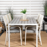 Jídelní stůl Break - 205*90 - Bílá Alu / šedá Aintwood+Anna Arm Chair (stackabl