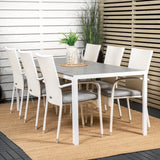 Jídelní stůl Break - 205*90 - Bílá Alu / šedá Aintwood+Anna Arm Chair (stackabl