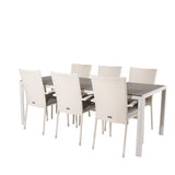 Jídelní stůl Break - 205*90 - Bílá Alu / šedá Aintwood+Anna Arm Chair (stackabl