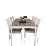 Jídelní stůl Break - 205*90 - Bílá Alu / šedá Aintwood+Anna Arm Chair (stackabl
