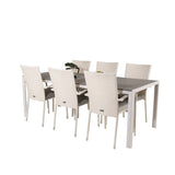 Jídelní stůl Break - 205*90 - Bílá Alu / šedá Aintwood+Anna Arm Chair (stackabl