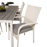 Jídelní stůl Break - 205*90 - Bílá Alu / šedá Aintwood+Anna Arm Chair (stackabl