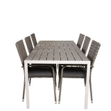 Jídelní stůl Break - 205*90 - Bílá Alu / šedá Aintwood+Anna Arm Chair (stackabl