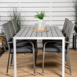 Jídelní stůl Break - 205*90 - Bílá Alu / šedá Aintwood+Anna Arm Chair (stackabl