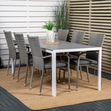 Jídelní stůl Break - 205*90 - Bílá Alu / šedá Aintwood+Anna Arm Chair (stackabl