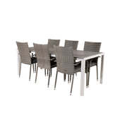 Jídelní stůl Break - 205*90 - Bílá Alu / šedá Aintwood+Anna Arm Chair (stackabl
