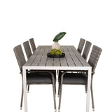 Jídelní stůl Break - 205*90 - Bílá Alu / šedá Aintwood+Anna Arm Chair (stackabl