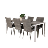 Jídelní stůl Break - 205*90 - Bílá Alu / šedá Aintwood+Anna Arm Chair (stackabl