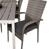 Jídelní stůl Break - 205*90 - Bílá Alu / šedá Aintwood+Anna Arm Chair (stackabl