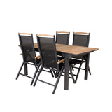 Stůl Mexiko 180/240 – Černá/Teak – Panama 5:pos židle – Černá/Černá 4