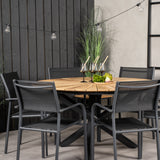 Jídelní stůl Mexico ø140 – Černá / Teak+Santorini křeslo (stohovatelné) – Černá