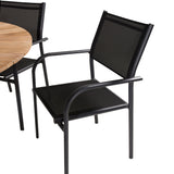 Jídelní stůl Mexico ø140 – Černá / Teak+Santorini křeslo (stohovatelné) – Černá