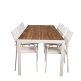 Bois Jídelní stůl 200*100cm - Bílá Alu / Akácie + křeslo Santorini (stohovatelné) - Bílá Alu / Bílá Textilene_6