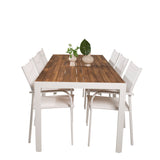 Bois Jídelní stůl 200*100cm - Bílá Alu / Akácie + křeslo Santorini (stohovatelné) - Bílá Alu / Bílá Textilene_6