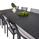 Jídelní stůl Marbella 160/240*100*H75 - Černá + křeslo Copacabana (stohovatelné) - Černá Alu / šedá Textilene_8
