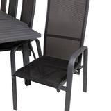 Jídelní stůl Marbella 160/240*100*H75 - Černá+Copacabana polohovací křeslo (stohovatelné) - Černá Alu / Černá Textilene_8